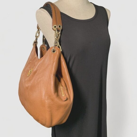 MICHAEL Michael Kors Large Fulton Triple Compartment Hobo Bag Tan Leather Gold - Picture 12 of 16